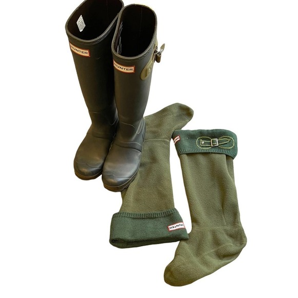 Hunter Women's Black Original Contrast Knee High Rain Boots Size US 5 - Picture 9 of 12